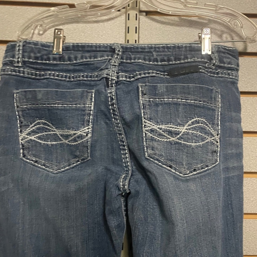 Cowgirl Tuff Co Womens Bootcut Jeans Dark Wash Thick Stitch W30 L35 Low Rise CGT